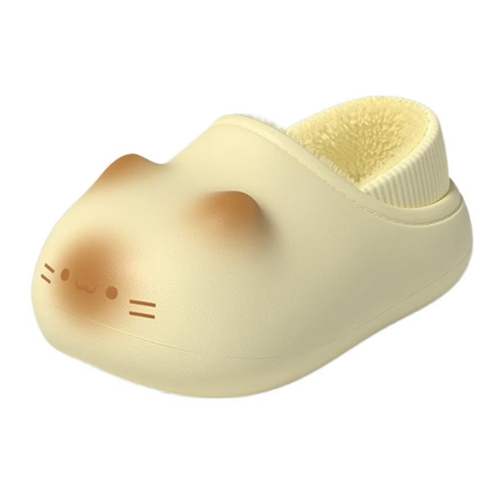 New Waterproof Cat Slippers Warm Bottom Cat Paw Kitty Mules Fluffy Closed Toe Cat Paw Slippers Outdoor Indoor