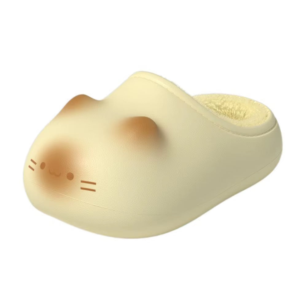 New Waterproof Cat Slippers Warm Bottom Cat Paw Kitty Mules Fluffy Closed Toe Cat Paw Slippers Outdoor Indoor